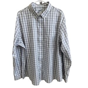 Duluth Untucked Relaxed Fit Gray & White Plaid Button Down All Cotton Shirt XL